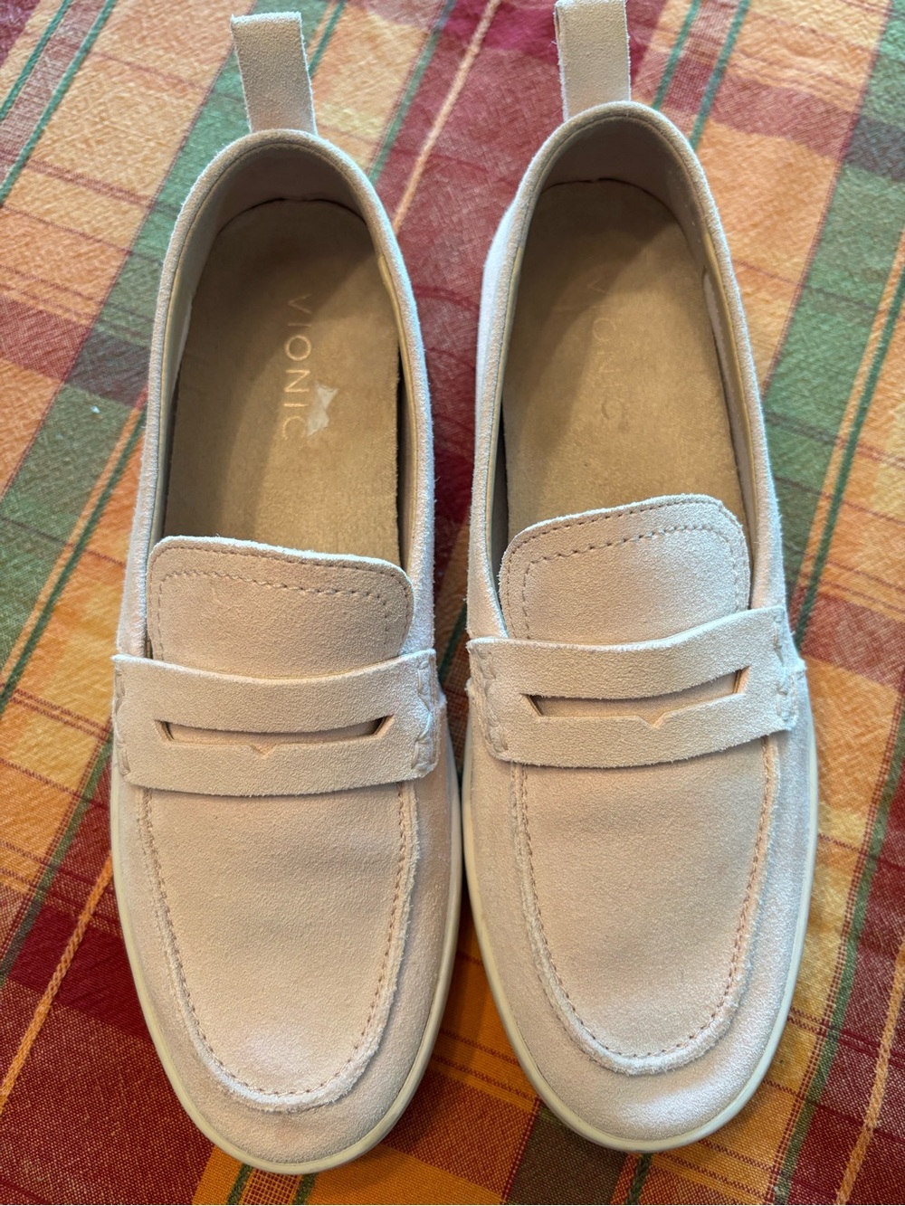 Vionic Women's Light Taupe Suede Penny Loafers